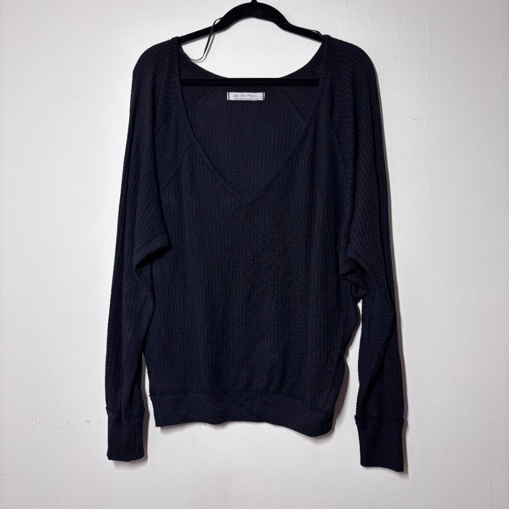 We The Free Womens M VNeck Oversized Sweater Pullover Lightweight Casual Staple